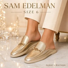 Sam Edelman Kira Gold Metallic Leather Bit Mule Loafers Women s 6
