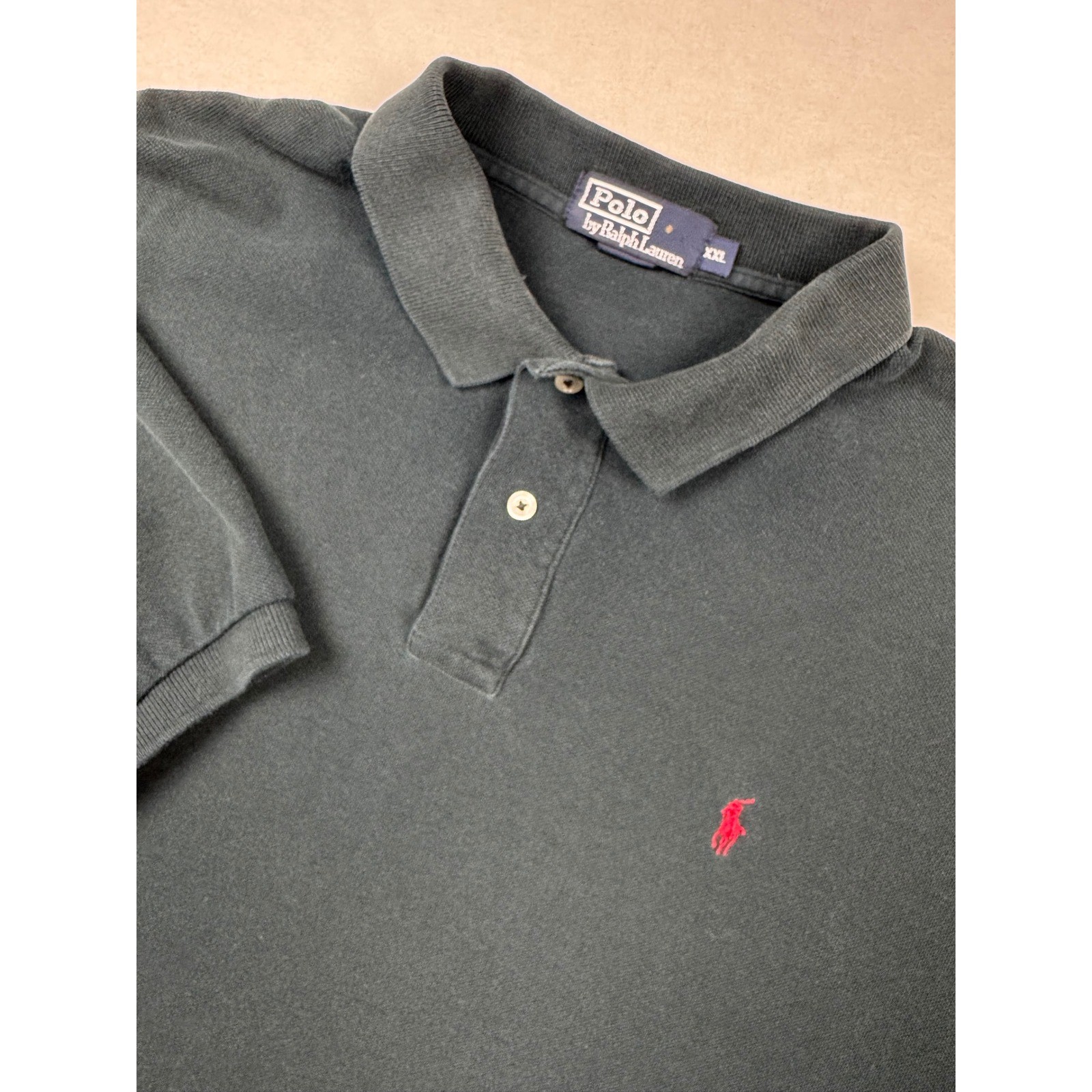 Polo Ralph Lauren maglia nera uomo XXL rosso pony vestibilità classica manica corta