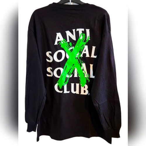 ASSC Canceled Long Sleeve Mens Large NWT Black Neon Green - Picture 1 of 5