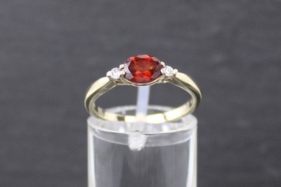 Garnet Diamond Ring, Garnet Ring, Gold Ring, 375 Yellow Gold, 9 Carats