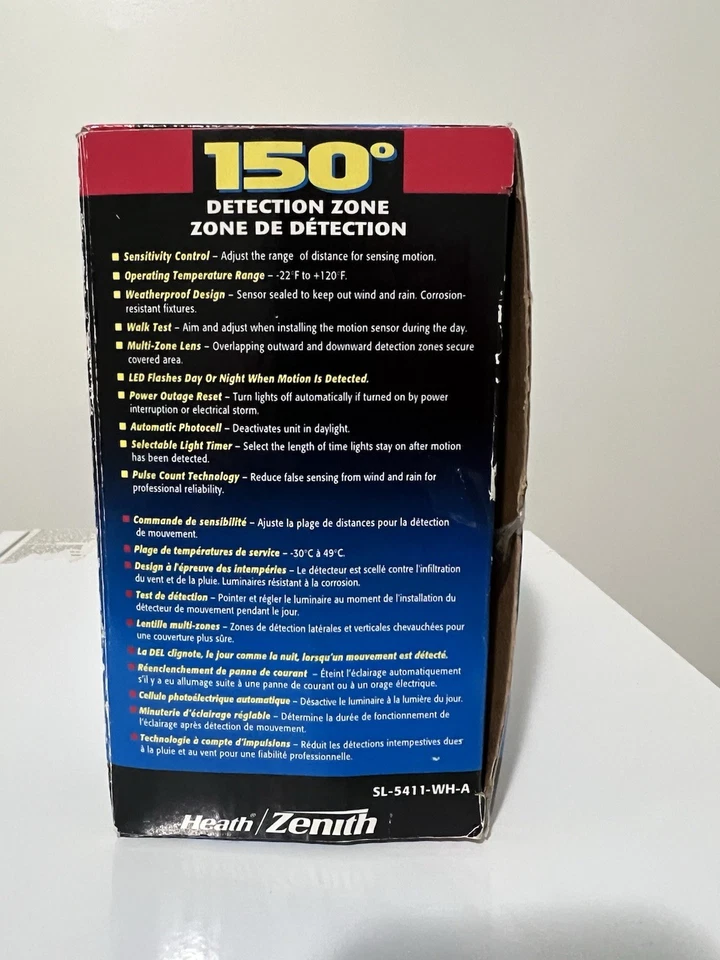Heath Zenith Motion Sensor Security Light SL-5411-GR-A 150 Detection Zone NEW - Image 3 of 4