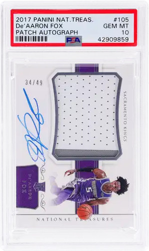 DE'Aaron Fox [Patch Autograph] #105 2017 Panini National Treasures card