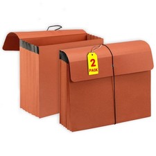 2 Packs Expanding File Folder with Flap and Cord Closure,5 Inch Expansion Acc...
