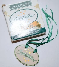 Longaberger Pottery "Congratulations!" Basket Tie-On #31496 1994 FreeS&H