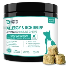 NATURE TARGET Dog Allergy Relief Freeze Dried Chews, with Probiotics, Colostrum