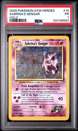 Pokemon - Sabrina's Gengar Holo Gym Heros 14/132 PSA 1 POP 182