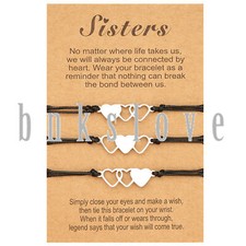 3/4Pcs Best Friend Friendship Matching Love Heart Distance Rope Bracelet Gift