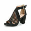 Miniaturansicht 11  - Damen Blockabsatz Peeptoe Pumps Sandalen Reißverschluss Schnalle Party Schuhe 42