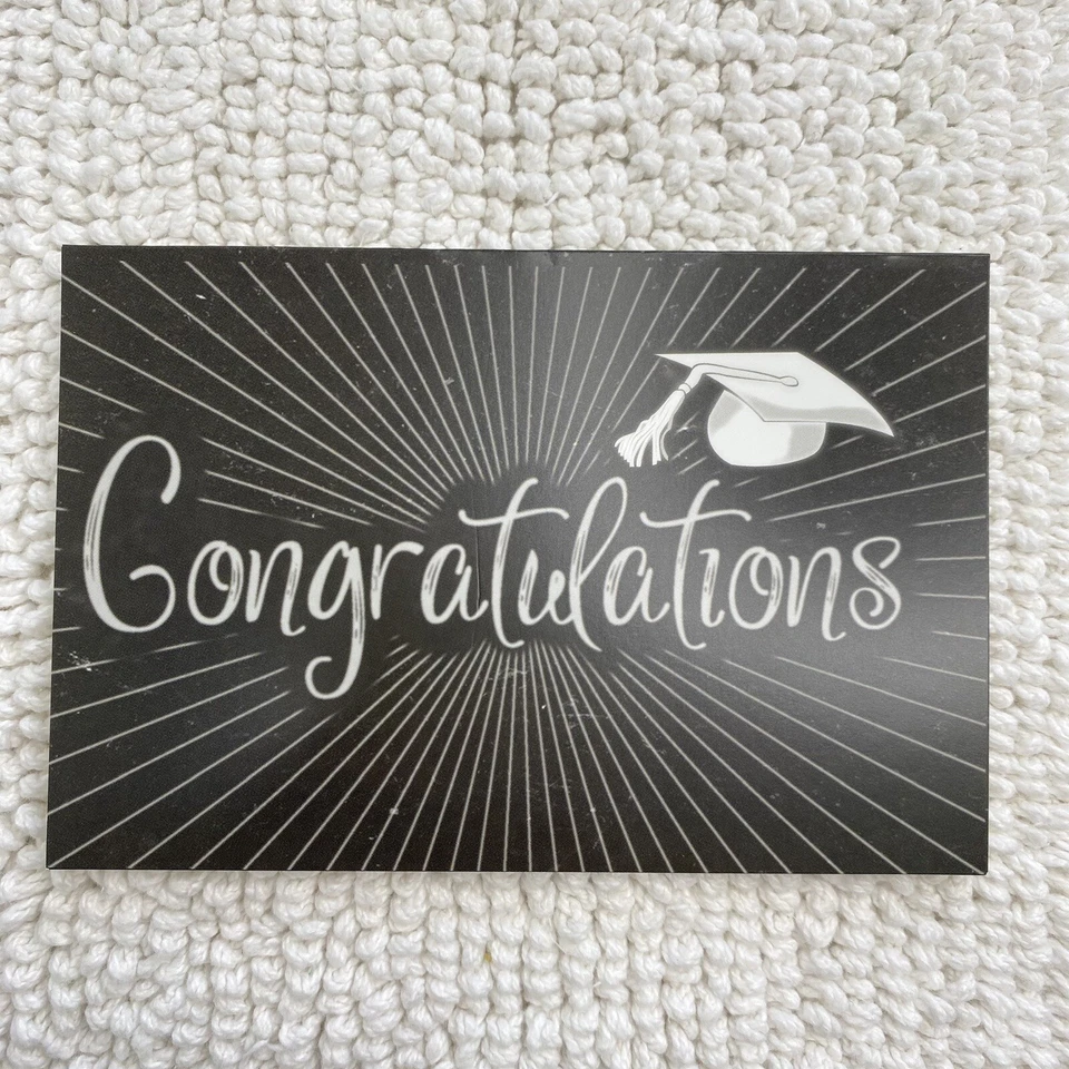 Tarjetas de graduación nota negro blanco en blanco escuela secundaria universidad sin fecha con paquete Env 60 Foto 4 de 4