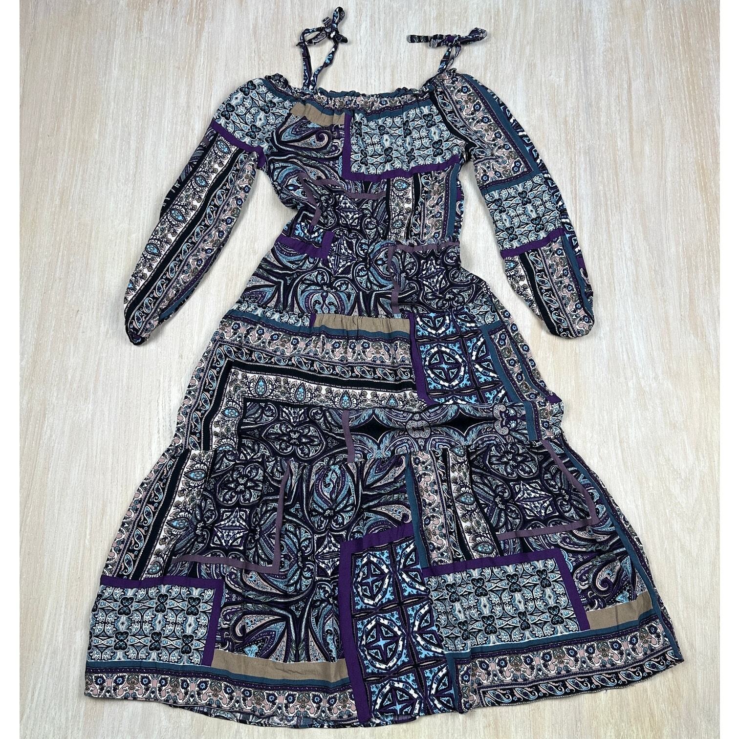 ASOS Patchwork Boho Romantic Cold Shoulder Cottag… - image 14