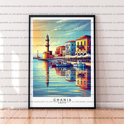 Chania Kreta Griechenland ungerahmter Illustrationsdruck Hafen Küste Stadt Mauerbild