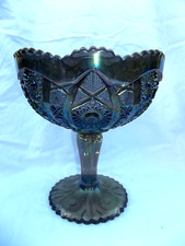 IMPERIAL OCTAGON FOOTED CANDY DISH COMPOTE SMOKE AMETHYST