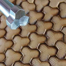 Lined Tri-Weave Geometric Stamp, Leather Stamping Tool, Stainless Steel
