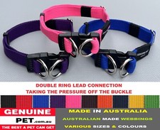 Quality Dog Collar Soft Webbing Double Up Secure Collars Lead Leash