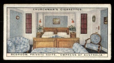 Tabakkarte, Kirchenmann, LIFE IN A LINER, 1930, Schlafzimmer Private Suite, #3