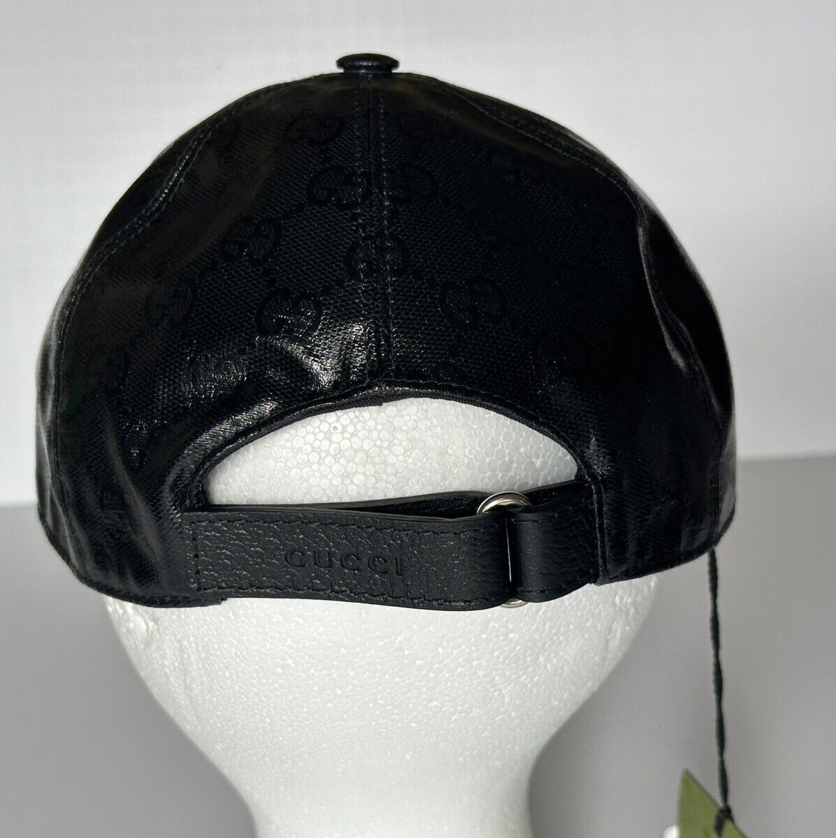 Gucci Vintage GG Print Leather Baseball Cap Black Hat S (57 cm