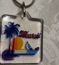 Hawaii Sailboat Beach Ocean Palm Trees Travel Souvenir Keychain Key Ring 29291