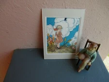 vintage M. T. Ross illustration of girl watching fairies 1935