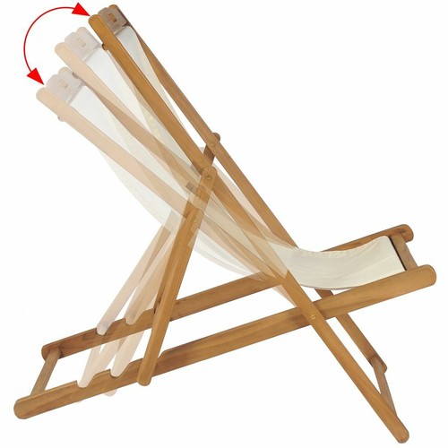 Liegestuhl Teak 56×105×96 Creme E4Q8 - Bild 12 von 12