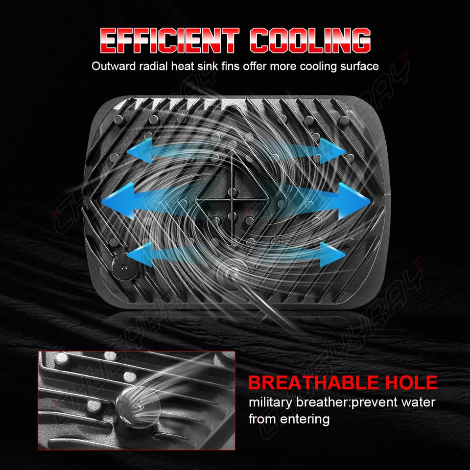 For Chevrolet C10 C20 C30 K10 K20 K30 55W 7x6 inch LED Headlight High Low Beam - Image 3 of 4