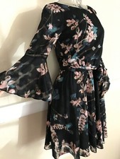 VINCE CAMUTO Floral Print Fit & Flare Bell Sleeve Dress Size 0 NWT$178 VC7M4975