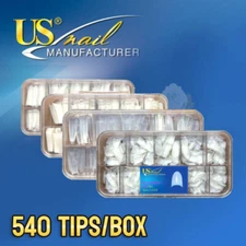 USN Nail Tips Box 540ct/Box [Straight/Stiletto/Coffin/Round/Gel]