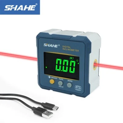 SHAHE Digital Angle Finder Protractor 2 In 1 Level Gauge With 4-sides Magnets