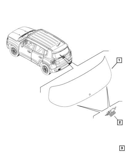 Almohadilla de vidrio del portón trasero para Jeep Renegade 2015-2024 (N/P 68202205AA)