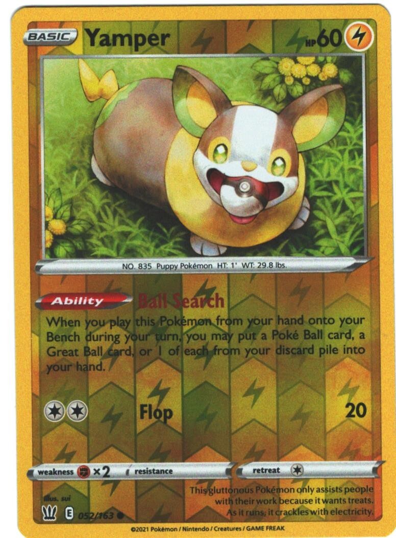 Yamper 52/163 Battle Styles Reverse Holo Common Pokémon TCG