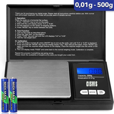 0.01g 500g Digitale Präzisionswaage Feinwaage Taschenwaage Goldwaage Briefwaage
