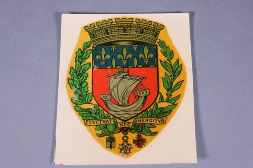 VT Old Chrome Transfer Decal PARIS Vintage 50/60's Fluctuat Boat
