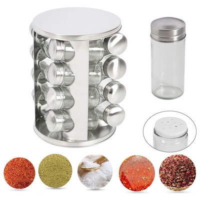 16 Jar Revolving Spice Rack Stainless Steel Stand Carousel