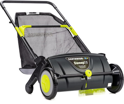 26 Gallon Lawn Sweeper Adjustable Walk Behind Cleaner Push Leaf Grass Collector