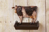 Country Wall Rustic Tin Cow Soap Dish / Nice Country Wall Rustic Tin Cow Soap Dish / Nice
