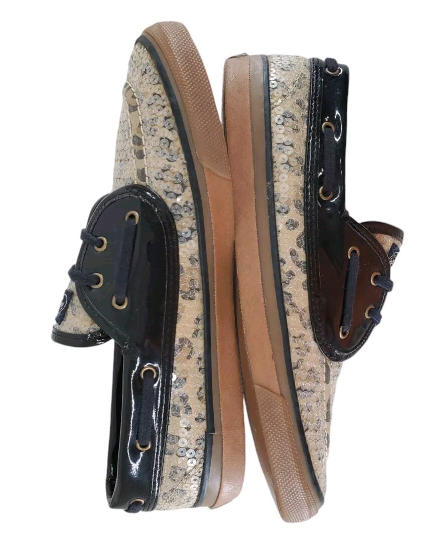 Sperry Shoes Loafers Cheetah Leopard Sequin Leather Sherpa Boat Spectator Ws 9 M View 5