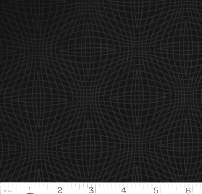 Space Time Warp Gravity Cosmos Black Gray Geometric 3D Graph Cotton Fabric 