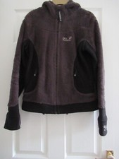 Jack Wolfskin Nanuk Grey/black Fleece Zip Up Hooded Jacket With Pockets - Size S