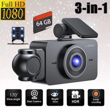 4K HD 1080P Car 3 Lens Dash Cam Front/Rear/Inside Video Recorder Camera G-sensor