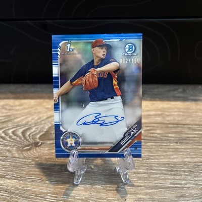 2019 1st Bowman Chrome Prospects Autographs Brandon Bielak Blue Refractor /150