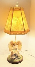 VTG Angel Table Lamp Angels Appear On The Shade when Light Is On-EUC-792