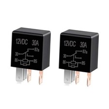 Car 5 Pin Relay Switch, Multi-Purpose Relay with 12V 30A, Nylon 2 PCS Black