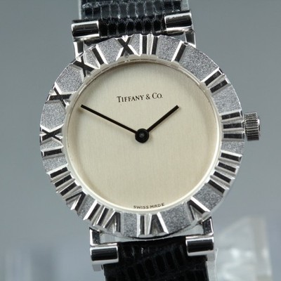 Near Mint Tiffany&Co. Atlas L0640 Silber SV925 echter Gürtel Qz 24 mm Damenuhr