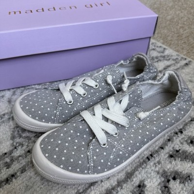 Madden Girl Women s/Junior s Baailey Gray Polka Dot Sneaker 6.5 NEW