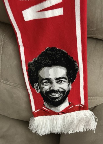 Scarf Of Mohamed Salah Player Of Liverpool Soccer The Egyptian King 54” Long - Picture 2 of 10