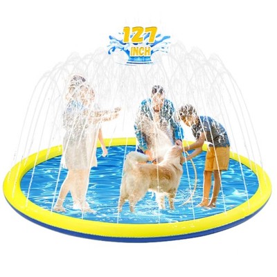 127 inch Extra Large Non-Slip Splash Pad Sprinkler for Kid and Dog, Kiddie Do...