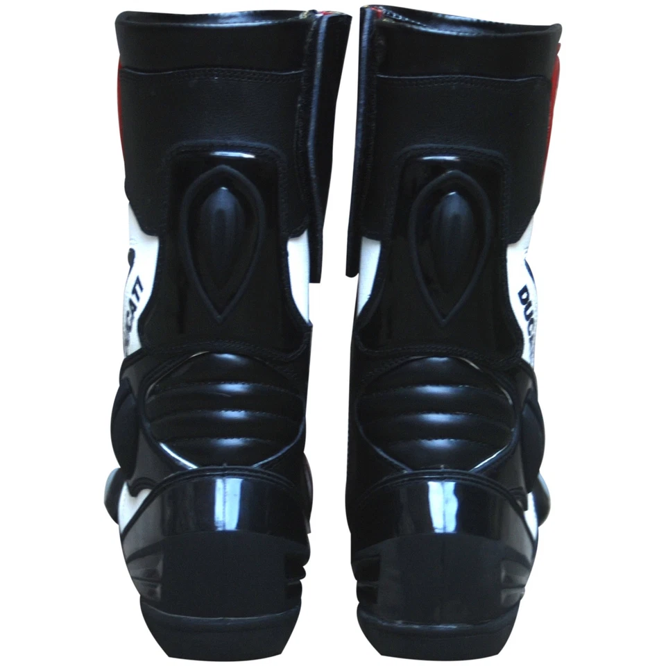 Ducati Corse Rojo Negro Blanco Moto Carreras Cuero Botas Zapatos Protectores Foto 3 de 3