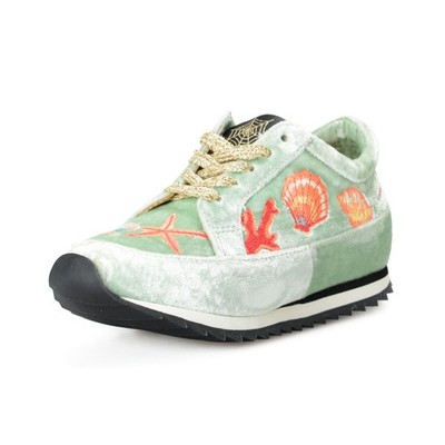 Charlotte Olympia Girls ''INCY WORK IT! OCEANIC'' Velvet Leather Sneakers Shoes