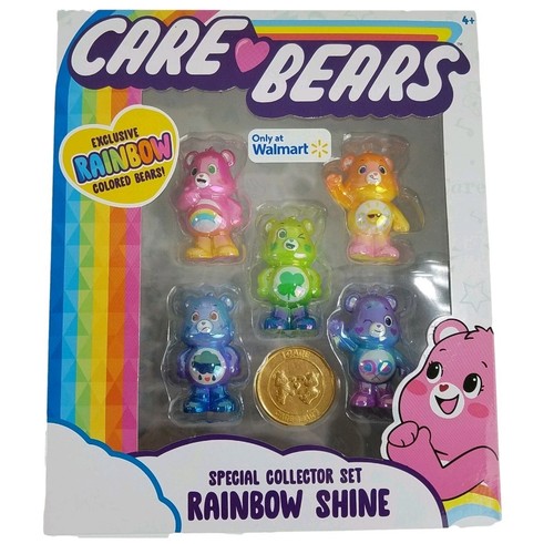 Care Bears Rainbow Shine Collector Set 5 Figures With Collectors Coin New Rare - Picture 1 of 2