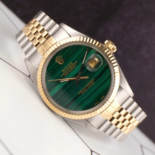 Rolex 36mm Datejust 18K Steel Yellow Gold Malachite Dial Watch 16013 10