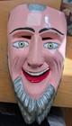 Vintage Mexican Folk Art Hand Carved & Painted Wood Mask Silver Beard — photo 1